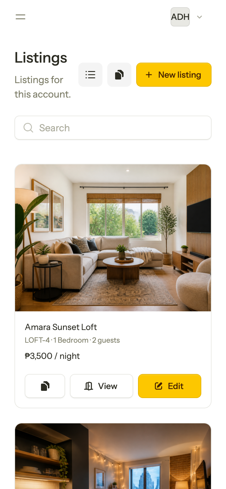 Emenye properties list on mobile